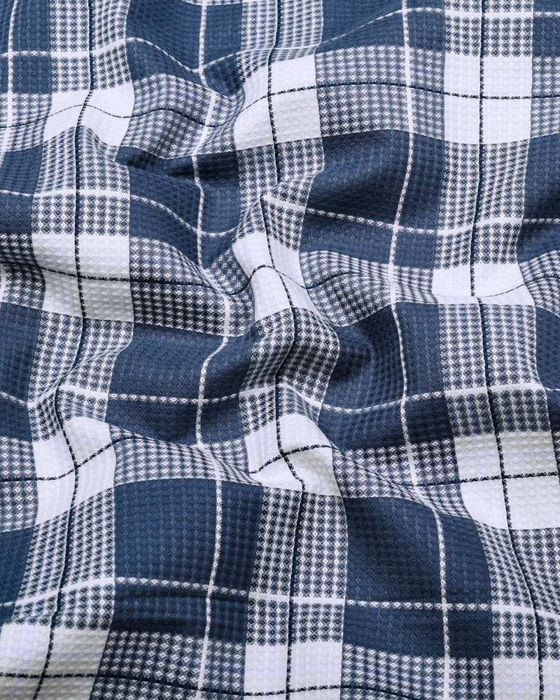 Crocus Blue With White Waffle Dobby Check Shirt