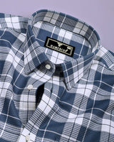 Crocus Blue With White Waffle Dobby Check Shirt