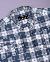 Crocus Blue With White Waffle Dobby Check Shirt