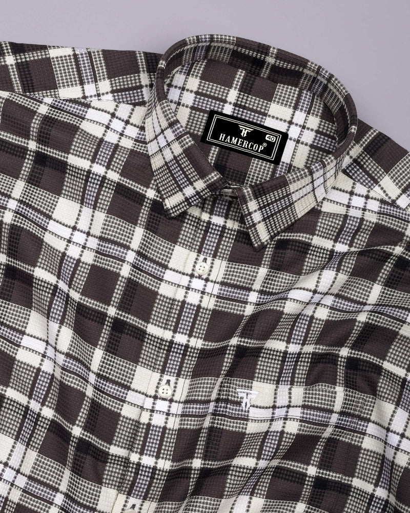 Montero Brown Waffle Check Dobby Cotton Shirt