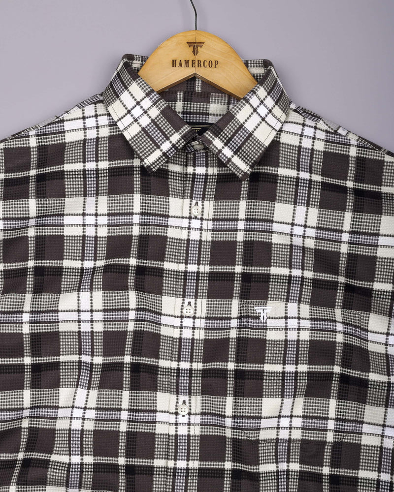 Montero Brown Waffle Check Dobby Cotton Shirt