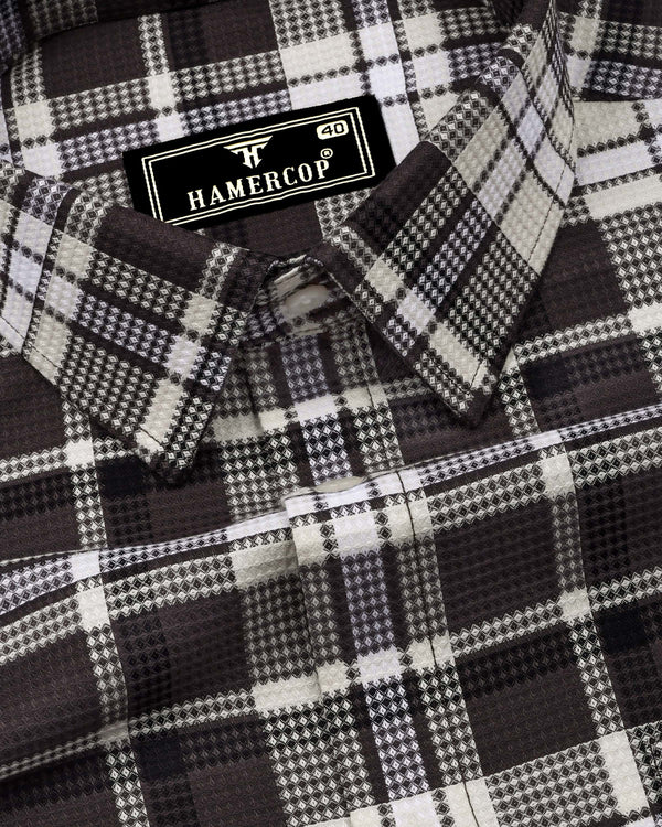 Montero Brown Waffle Check Dobby Cotton Shirt