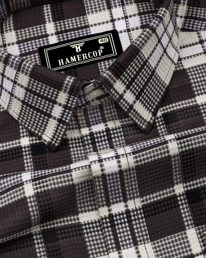 Montero Brown Waffle Check Dobby Cotton Shirt