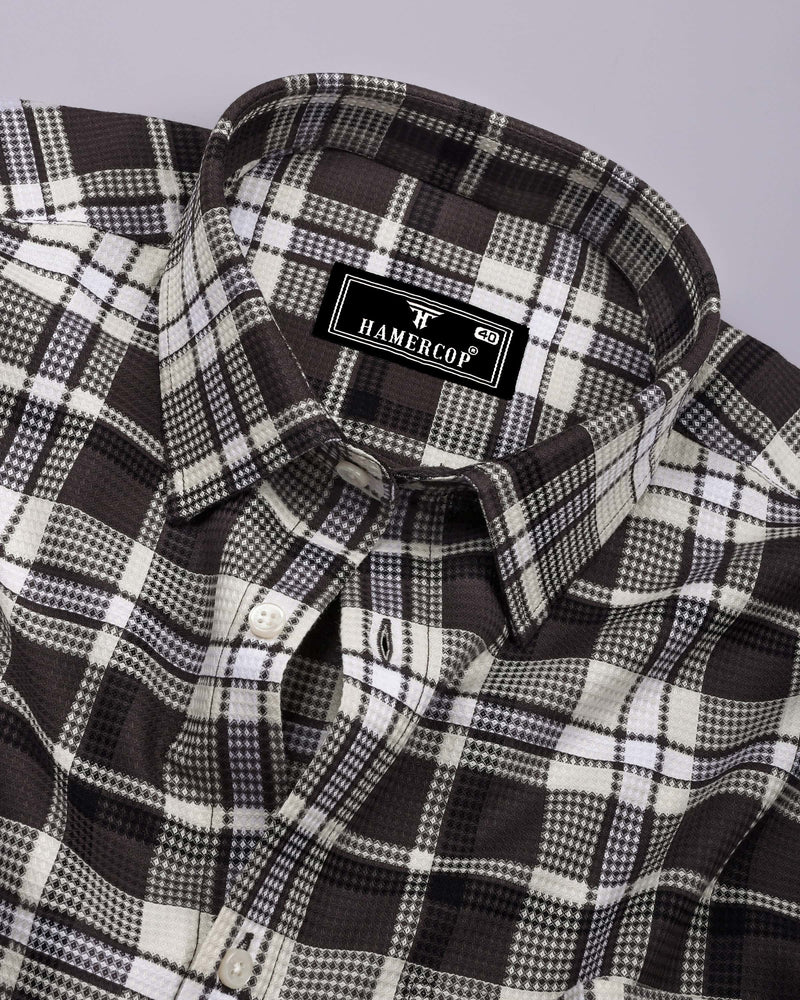 Montero Brown Waffle Check Dobby Cotton Shirt