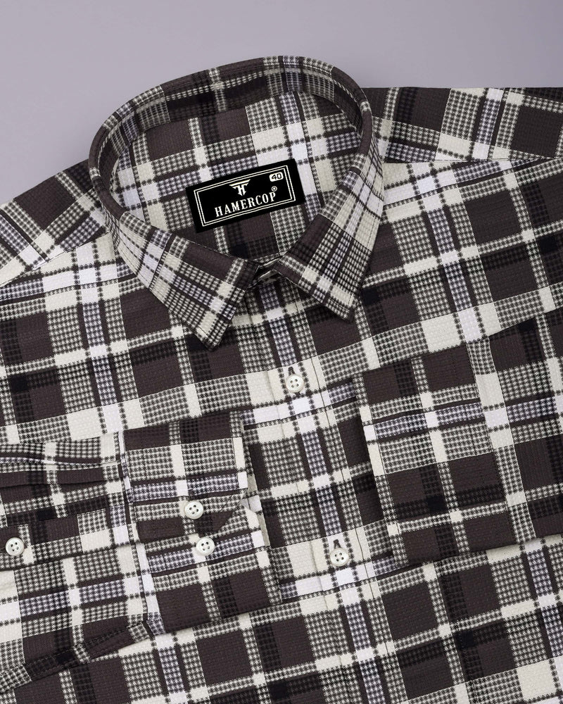 Montero Brown Waffle Check Dobby Cotton Shirt