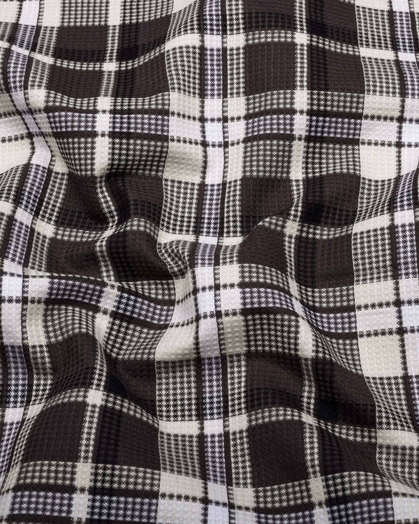 Montero Brown Waffle Check Dobby Cotton Shirt