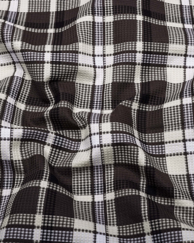 Montero Brown Waffle Check Dobby Cotton Shirt