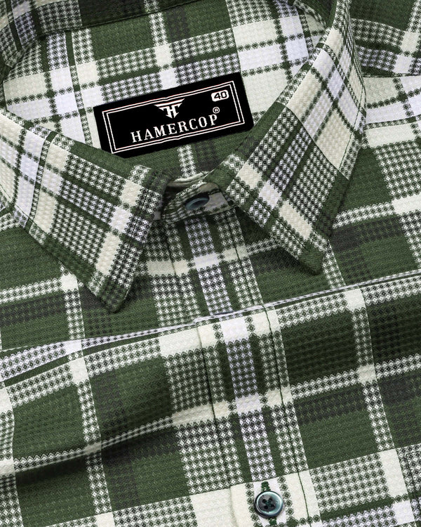 Montero Green Waffle Check Dobby Cotton Shirt