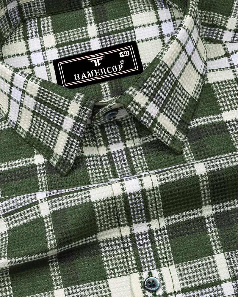 Montero Green Waffle Check Dobby Cotton Shirt