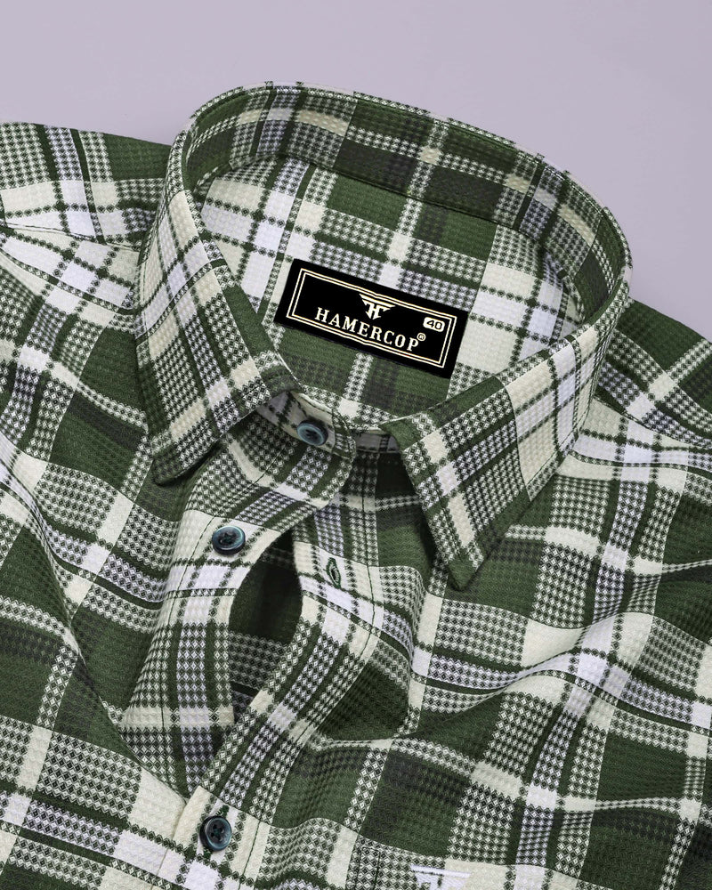 Montero Green Waffle Check Dobby Cotton Shirt