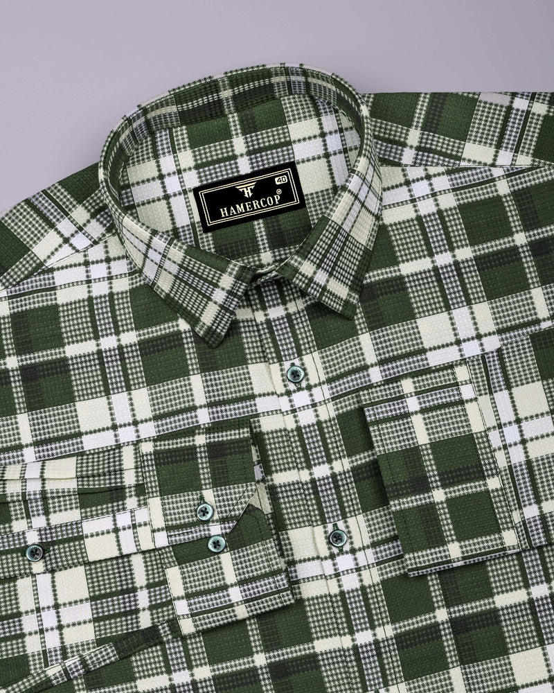 Montero Green Waffle Check Dobby Cotton Shirt