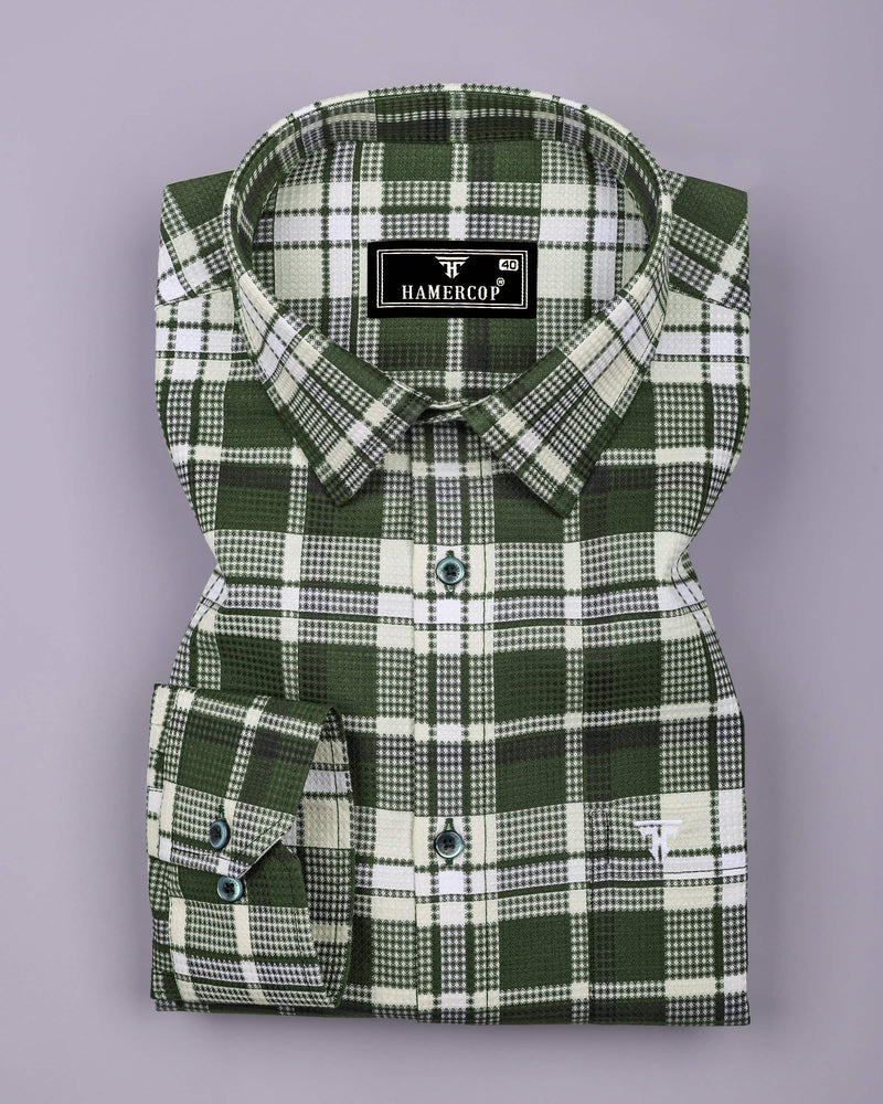 Montero Green Waffle Check Dobby Cotton Shirt