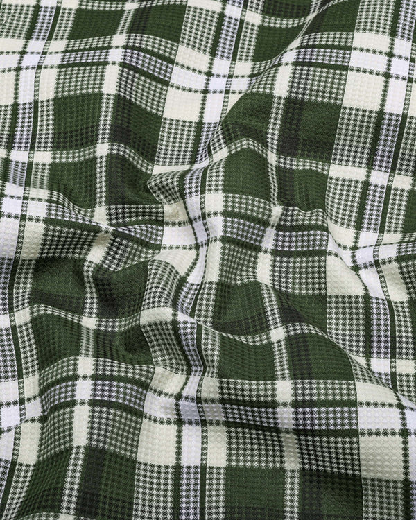 Montero Green Waffle Check Dobby Cotton Shirt