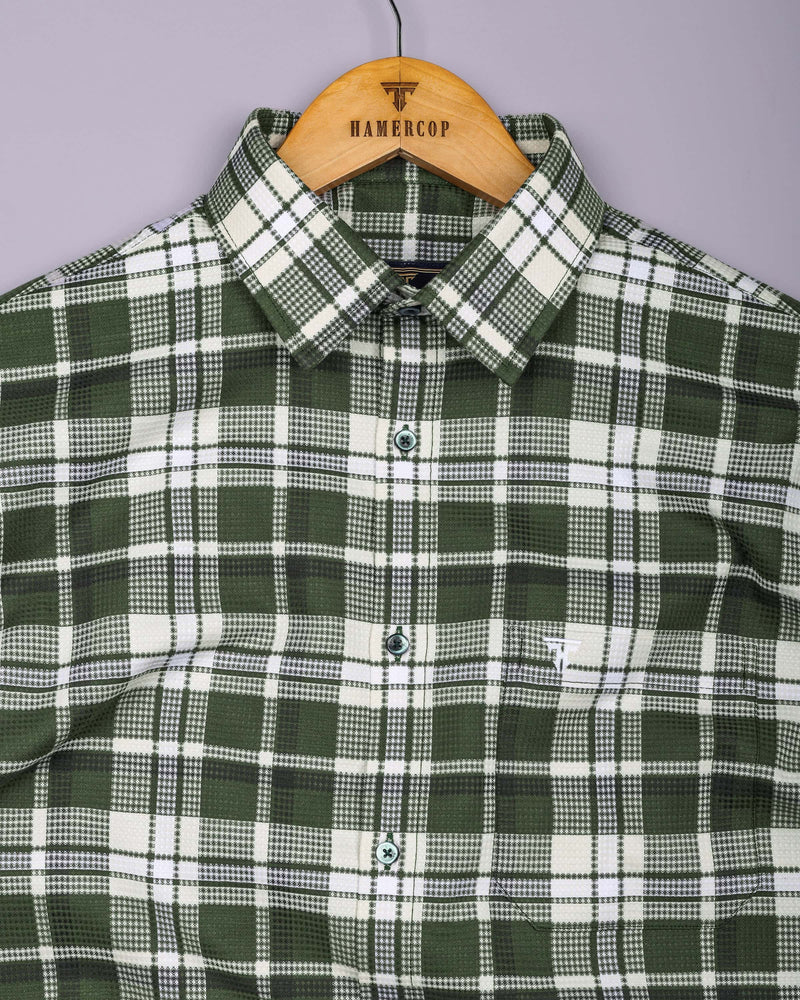 Montero Green Waffle Check Dobby Cotton Shirt