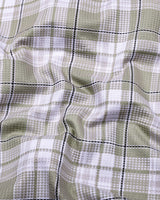 Drinova Pista Green Waffle Check Dobby Cotton Shirt