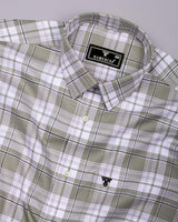 Drinova Pista Green Waffle Check Dobby Cotton Shirt