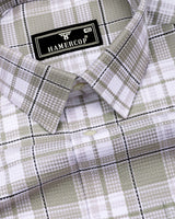 Drinova Pista Green Waffle Check Dobby Cotton Shirt