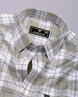 Drinova Pista Green Waffle Check Dobby Cotton Shirt