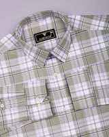 Drinova Pista Green Waffle Check Dobby Cotton Shirt