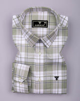 Drinova Pista Green Waffle Check Dobby Cotton Shirt