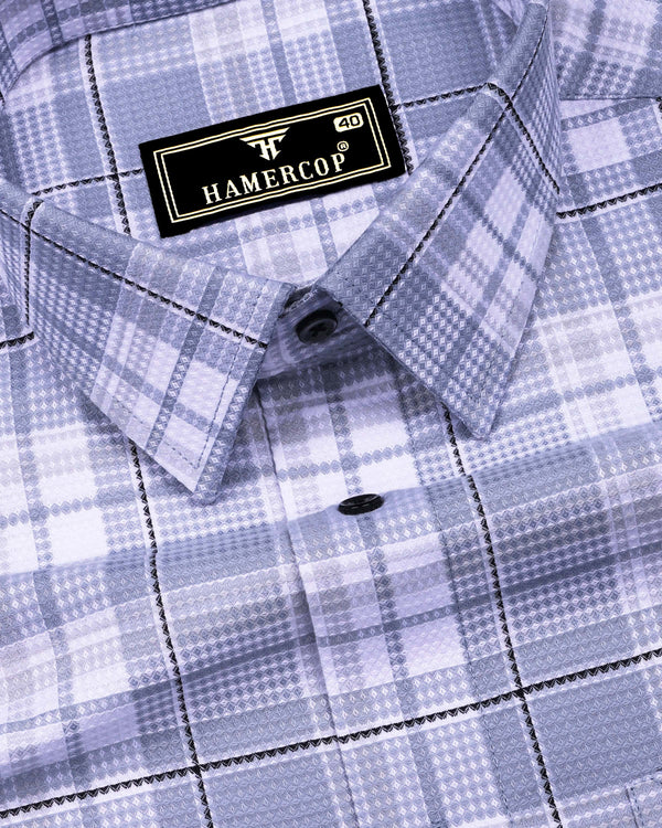 Drinova Gray Waffle Check Dobby Cotton Shirt