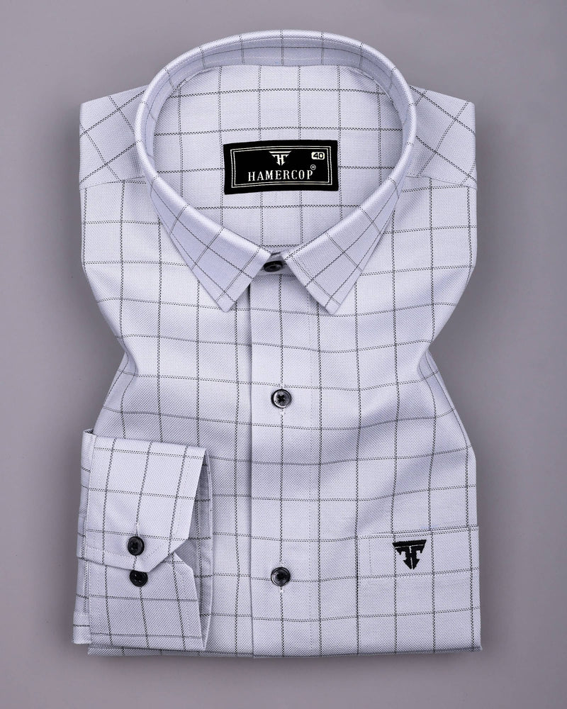 Fog Gray With Black Check Dobby Cotton Shirt