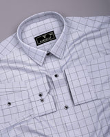 Fog Gray With Black Check Dobby Cotton Shirt