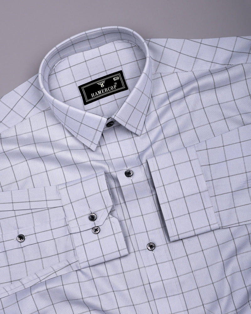Fog Gray With Black Check Dobby Cotton Shirt