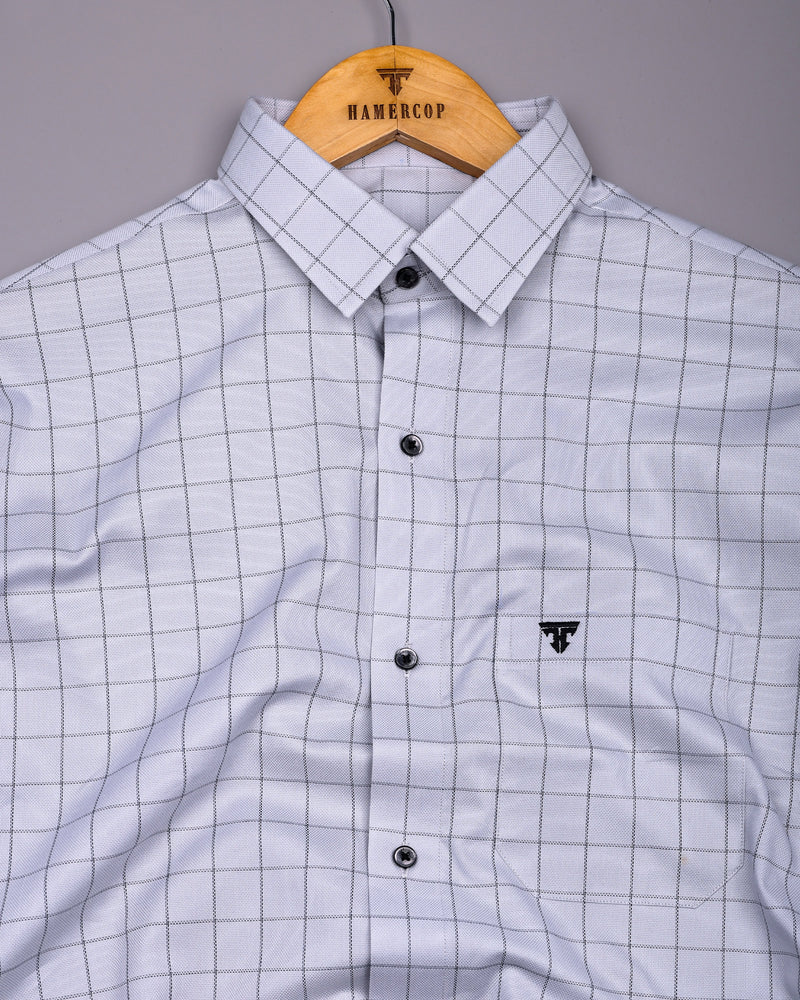 Fog Gray With Black Check Dobby Cotton Shirt