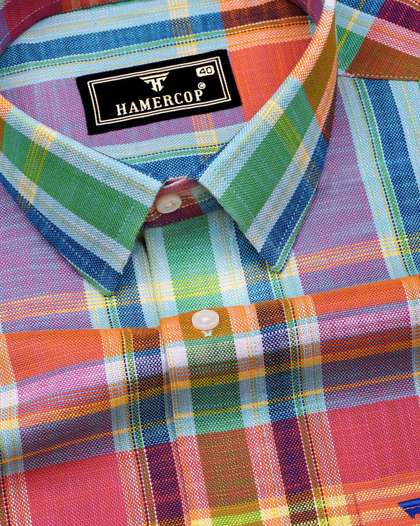 Cibaka Multicolor Dobby Check Cotton Shirt