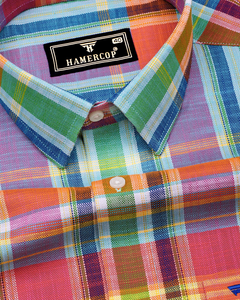 Cibaka Multicolor Dobby Check Cotton Shirt