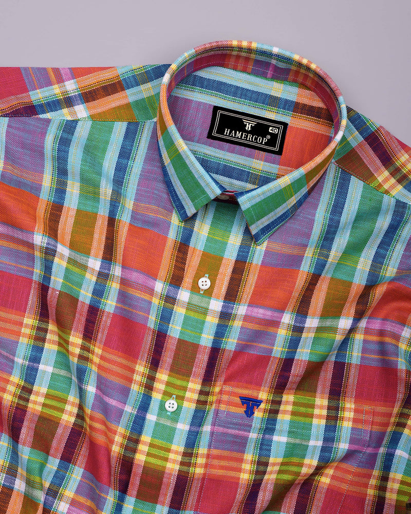Cibaka Multicolor Dobby Check Cotton Shirt