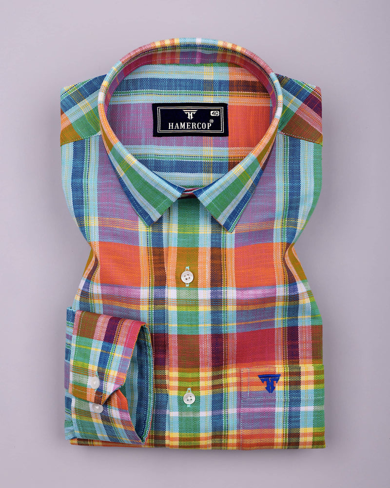Cibaka Multicolor Dobby Check Cotton Shirt