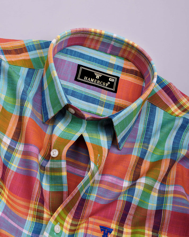Cibaka Multicolor Dobby Check Cotton Shirt
