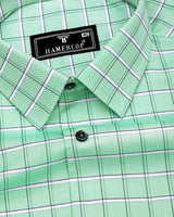 Seafoam Green With White Twill Check Premium Cotton Shirt