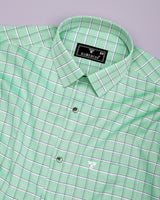 Seafoam Green With White Twill Check Premium Cotton Shirt