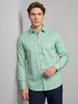 Seafoam Green With White Twill Check Premium Cotton Shirt