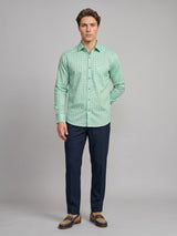 Seafoam Green With White Twill Check Premium Cotton Shirt