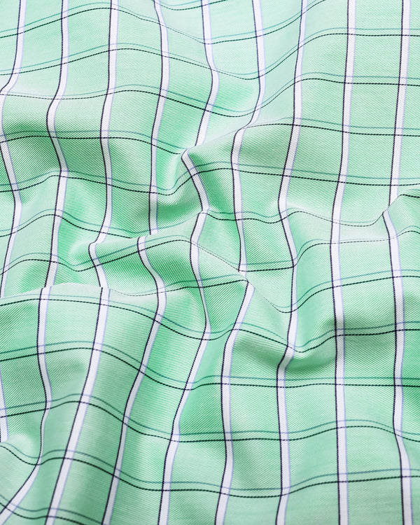 Seafoam Green With White Twill Check Premium Cotton Shirt