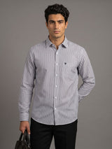 Naxon Blue With White Dobby Stripe Formal Cotton Designer Shirt