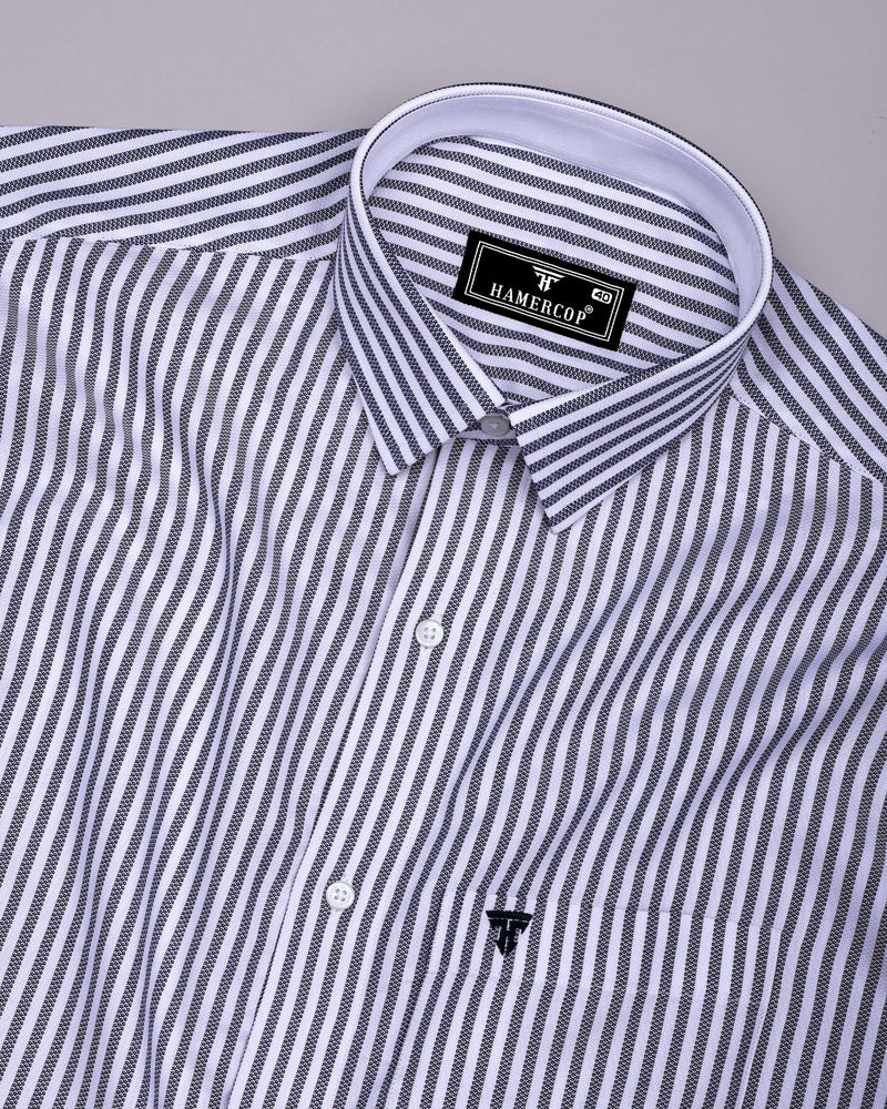 Naxon Blue With White Dobby Stripe Formal Cotton Designer Shirt