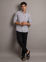 Naxon Blue With White Dobby Stripe Formal Cotton Designer Shirt