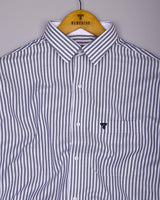 Naxon Blue With White Dobby Stripe Formal Cotton Designer Shirt