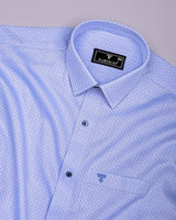 Cotlin Blue With White Jacquard Texture Premium Giza Shirt