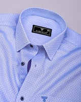 Cotlin Blue With White Jacquard Texture Premium Giza Shirt