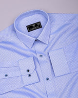 Cotlin Blue With White Jacquard Texture Premium Giza Shirt