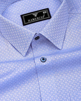 Cotlin Blue With White Jacquard Texture Premium Giza Shirt