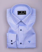 Cotlin Blue With White Jacquard Texture Premium Giza Shirt
