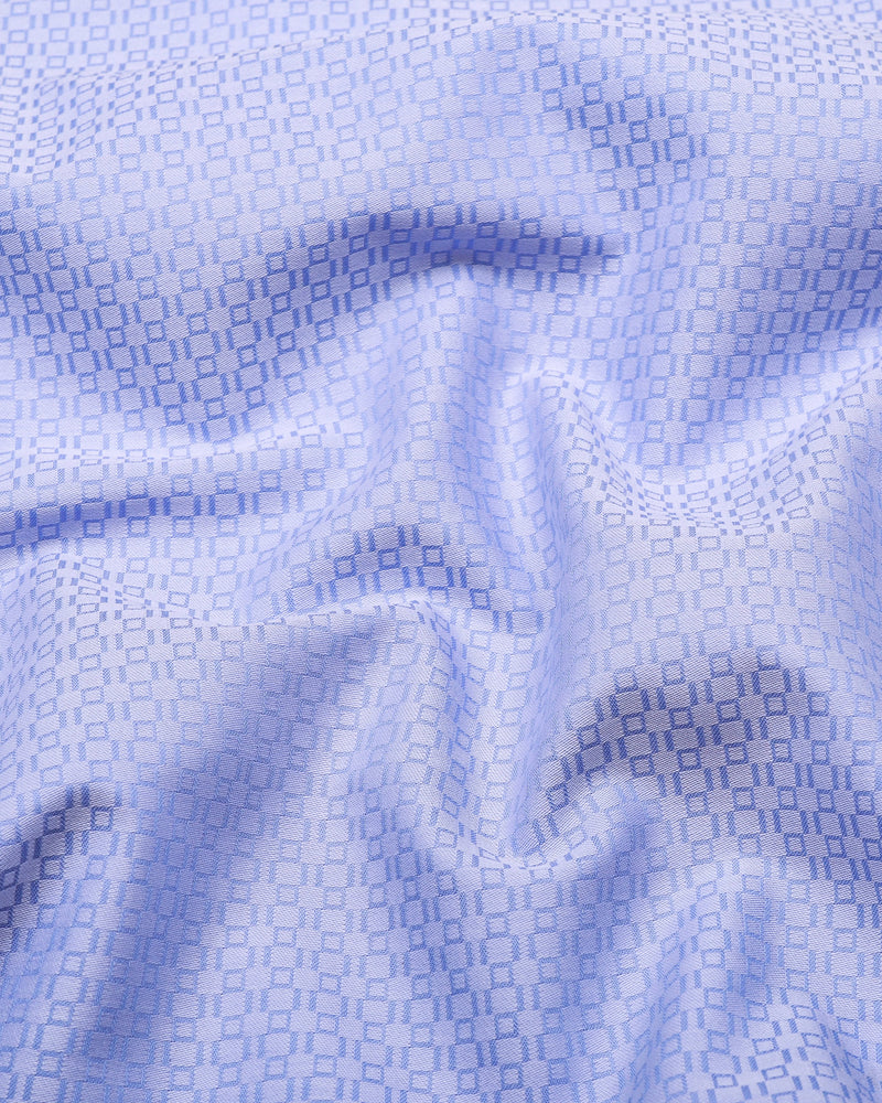 Cotlin Blue With White Jacquard Texture Premium Giza Shirt