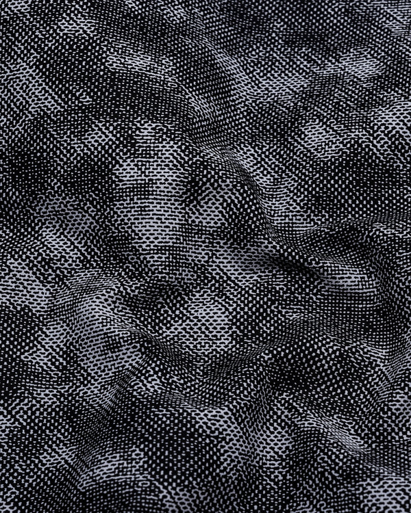 Silycon Black With Gray Printed Cotton Shirt